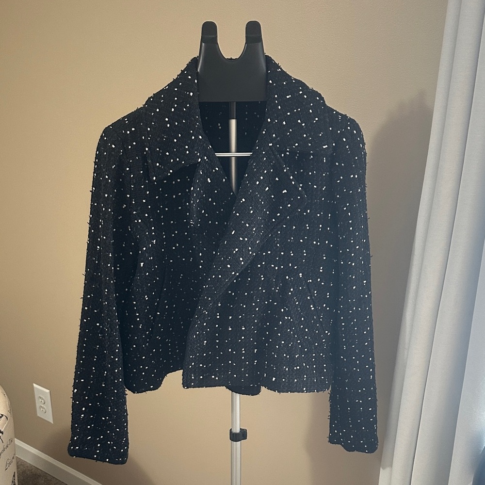Ann Taylor Black Beaded Cropped Blazer